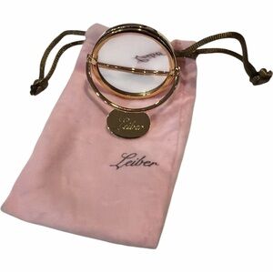 Judith Leiber Goldtone Double Sided‎ Travel Purse Swivel Mirror with Dust Bag